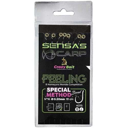 Sensas Előkötött horog Method Band 4015 10cm 8db 14/0,22mm