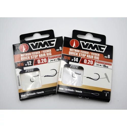 VMC feeder előke, Fluorocarbon zsinórral és Quick-stop-al, 7016-os horoggal, 15cm-es hosszban