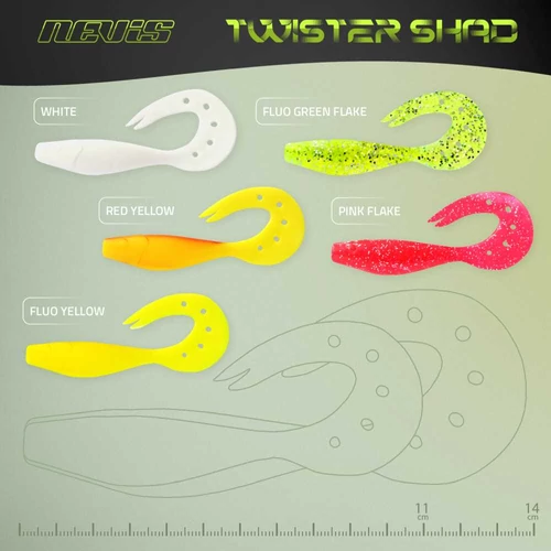Nevis Twister Shad 11cm 3db/cs (Sárga)