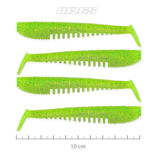 Nevis Impulse Shad 10cm 4db/cs (Flash Chartreuse)