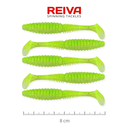 Reiva Zander Power Shad 8cm 5db/cs (Flash Chartreuse)