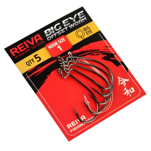 Reiva Offset Worm Big eye 2/0 5db/cs;Reiva Offset Worm Big eye 2/0 5db/cs