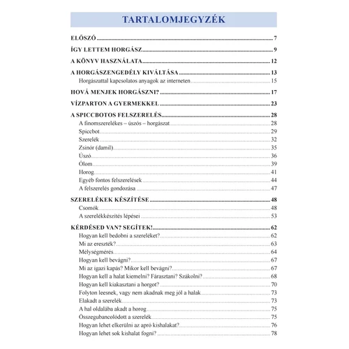 Horgászkönyv: Horgásztitkok 1. - Tartalomjegyzék 1/2.